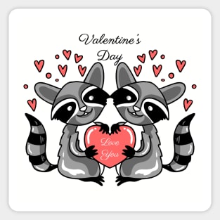 Racoon love you valentine Sticker